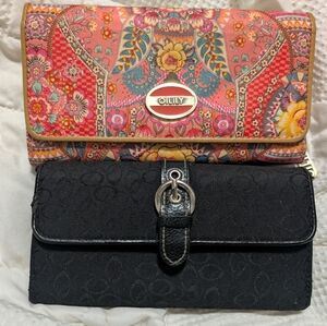 Oilily Pink Coral and Black Women's Wallet Duo